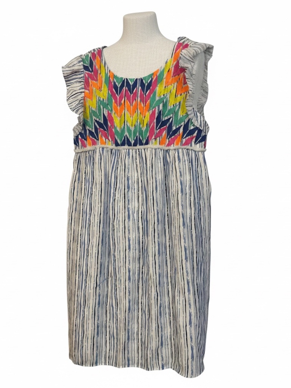 THML dress embroidered chevron-patterned